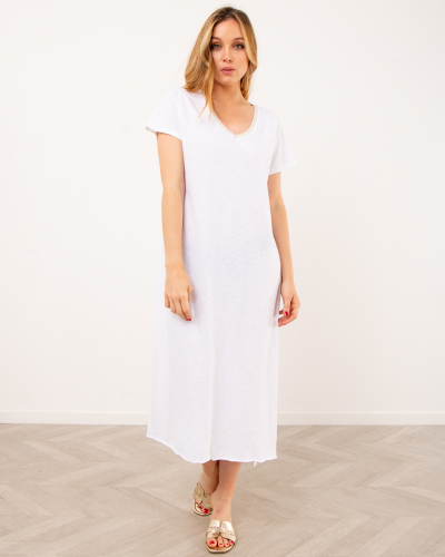 Robe coton col lurex