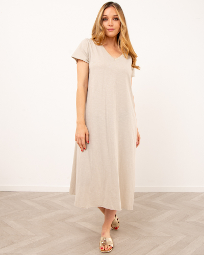 Robe coton col lurex