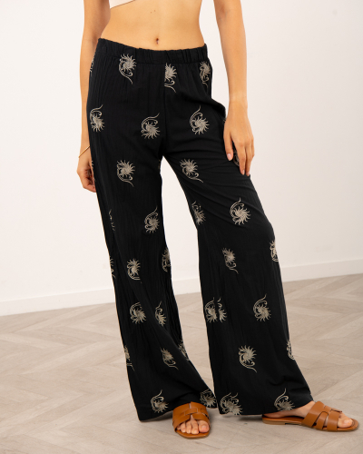 Pantalon fleur brodé