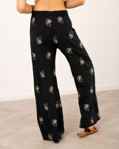 Pantalon fleur brodé