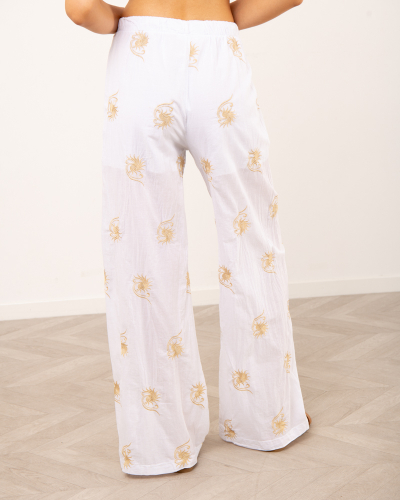 Pantalon fleur brodé