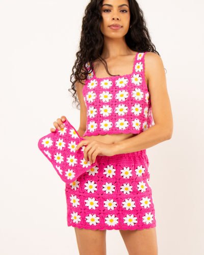 Pochette crochet fuchsia