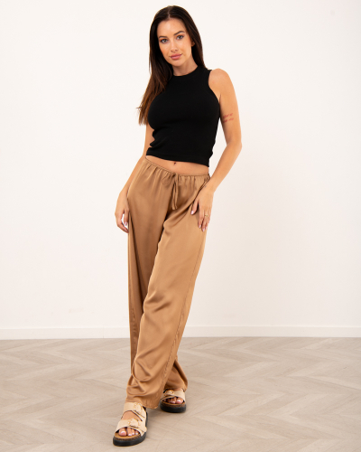 Pantalon large satin