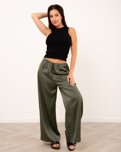 Pantalon large satin