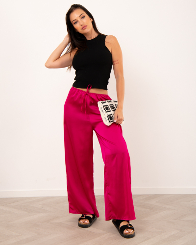 Pantalon large satin