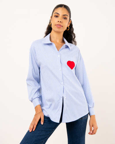 Chemise rayée coeur