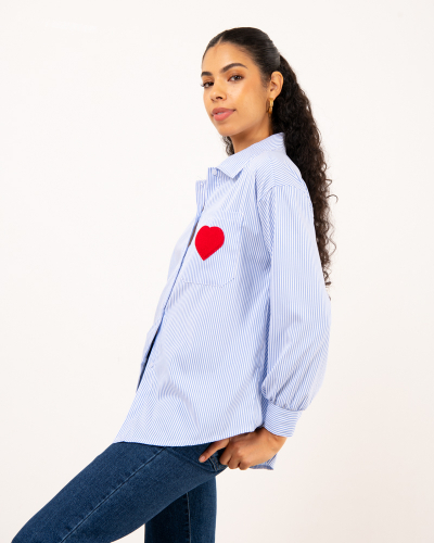 Chemise rayée coeur