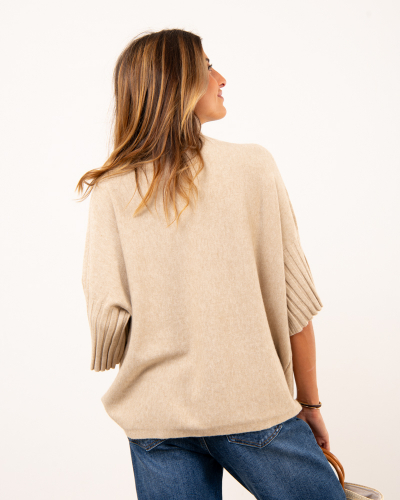 Pull manches courtes col montant