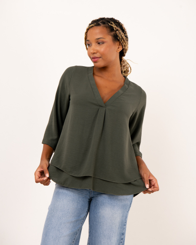 Blouse col en v