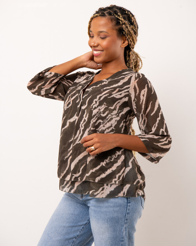 Blouse col en v imprimé