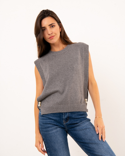 Pull sans manches perles