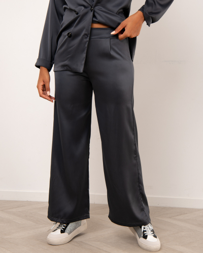 Pantalon large satin