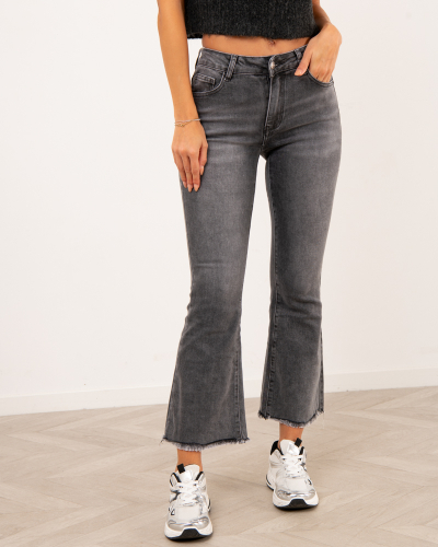 Jean crop gris