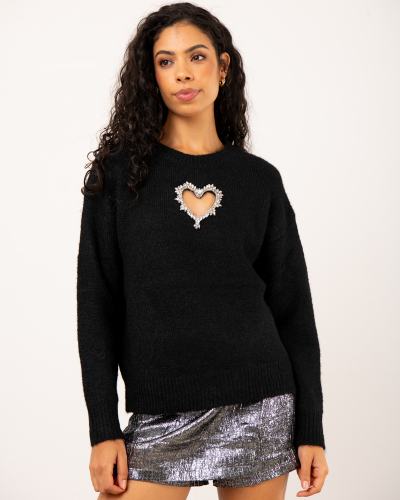 Pull coeur strass