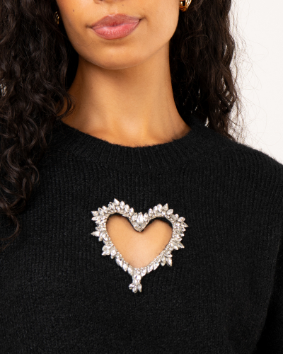 Pull coeur strass