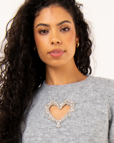 Pull coeur strass