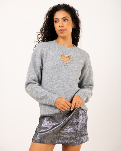 Pull coeur strass