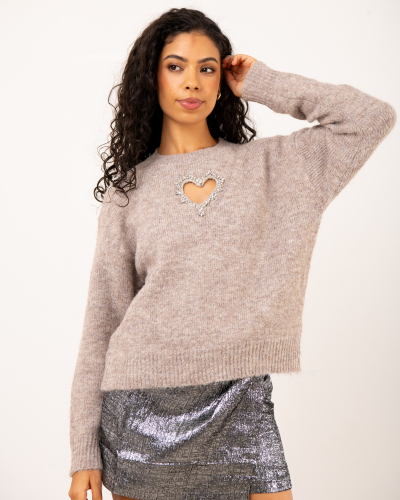 Pull coeur strass