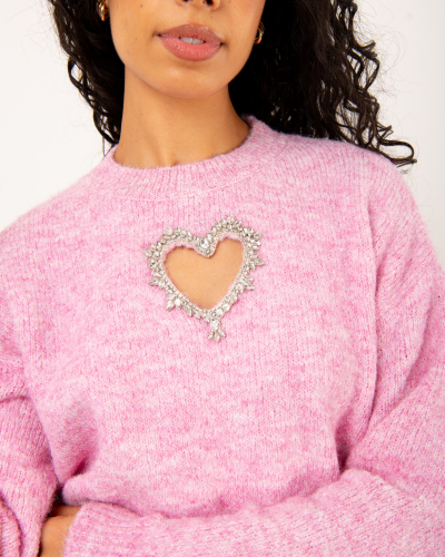 Pull coeur strass