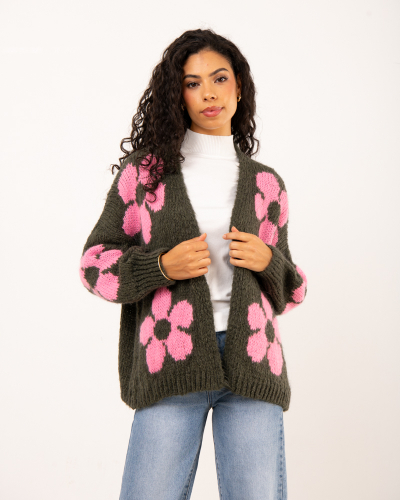 Gilet alpaga fleurs