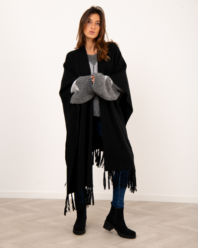 Poncho long franges