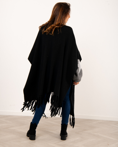 Poncho long franges