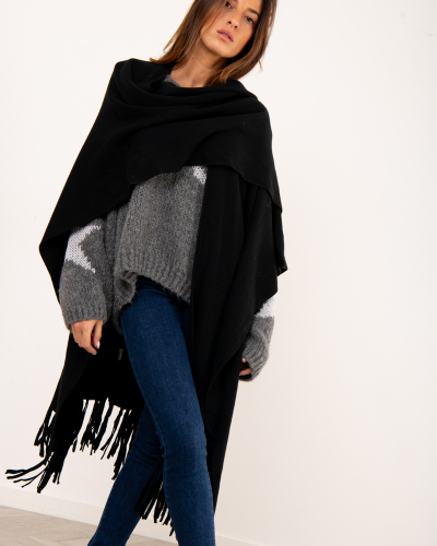 Poncho long franges