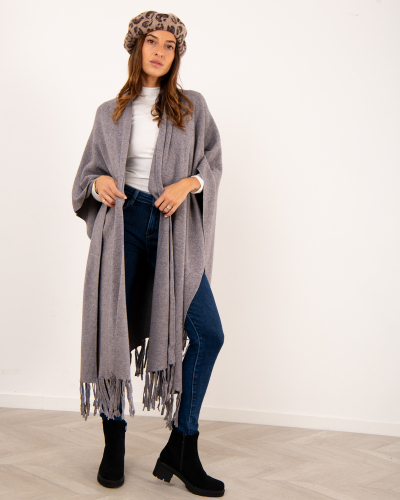 Poncho long franges