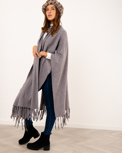 Poncho long franges