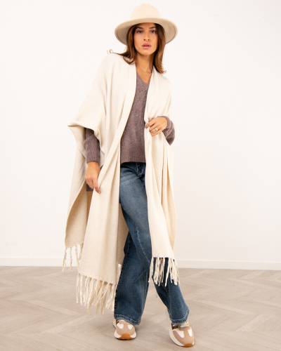 Poncho long franges