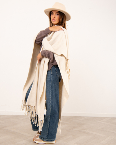 Poncho long franges