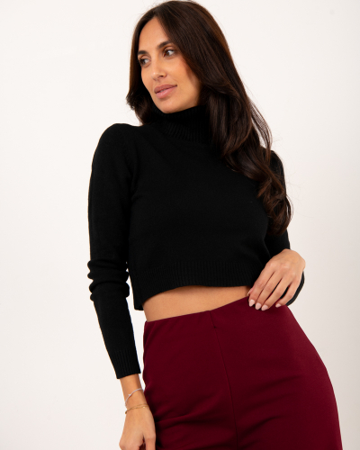 Pull Crop col roulé