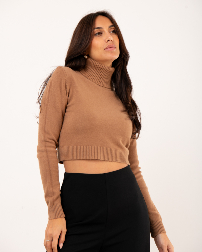 Pull Crop col roulé