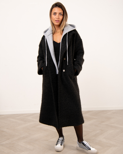 Manteau capuche bouclettes