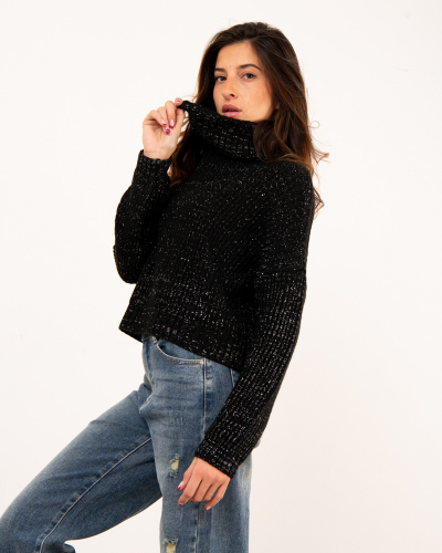 Pull col roulé lurex