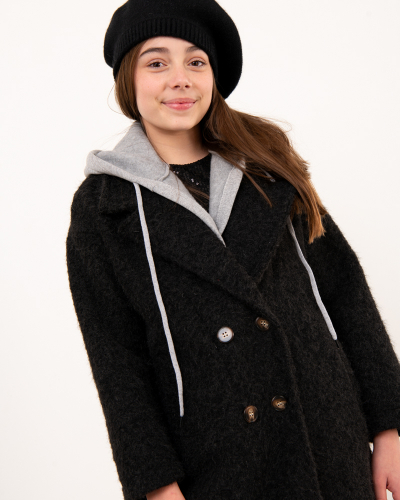 Manteau capuche bouclette