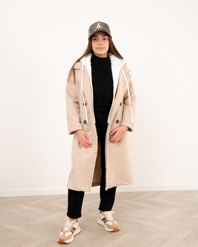 Manteau capuche bouclette