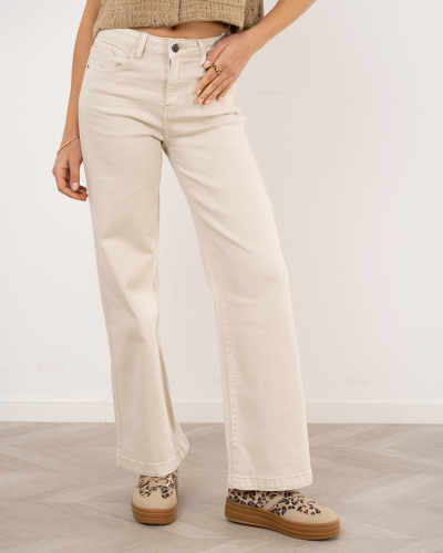 Pantalon large beige