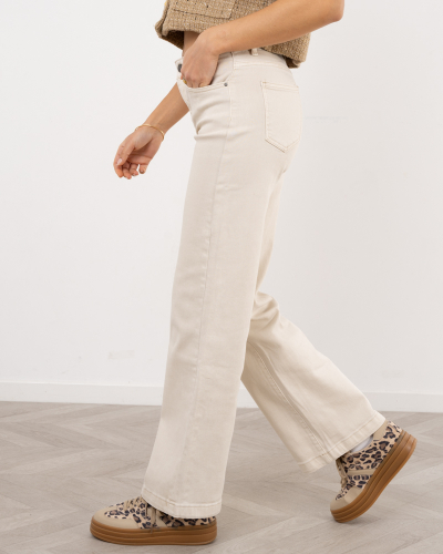 Pantalon large beige