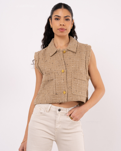 Veste tweed sans manches