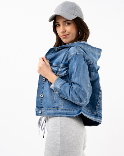 Veste jean capuche