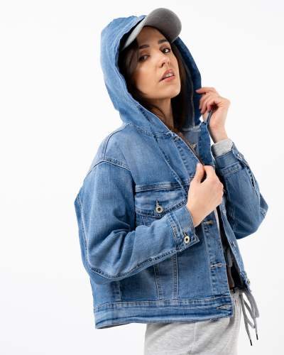 Veste jean capuche