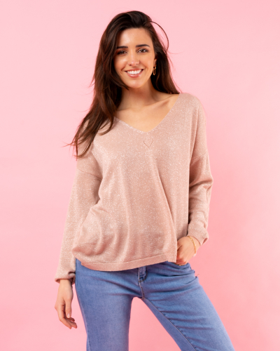 Pull lurex coeur