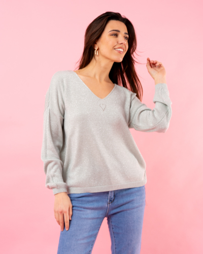 Pull lurex coeur