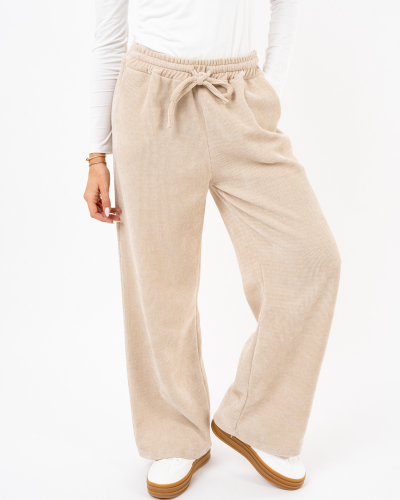 Pantalon large effet velours