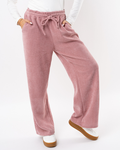 Pantalon large effet velours